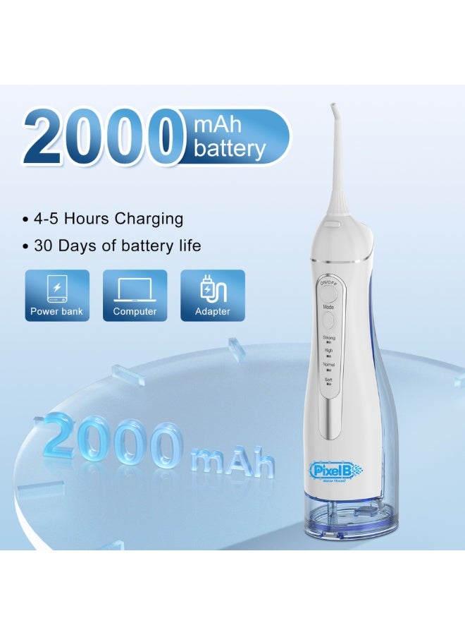 Pixel B Water Flosser Oral Irrigator Portable, Cordless, 5 Jet Tips, 300ml Tank, 4 Modes, USB Rechargeable, IPX7 Waterproof Model C260 - Image 2